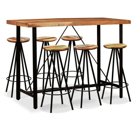vidaXL 7-tlg. Bar-Set Massivholz Akazie und Altholz