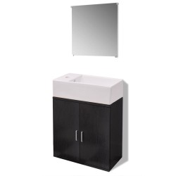 vidaXL 3-tlg. Badmöbel-Set mit Waschbecken Schwarz