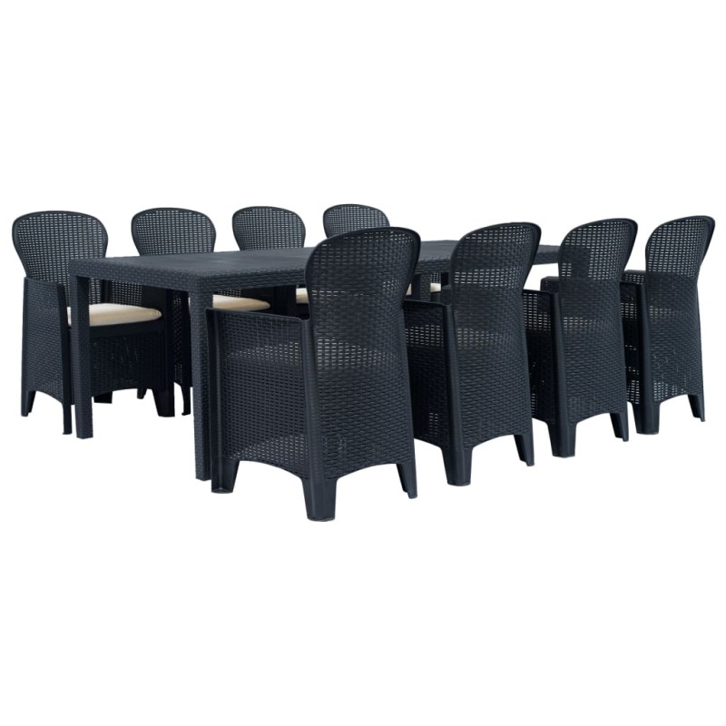 vidaXL 9-tlg. Garten-Essgruppe Kunststoff Anthrazit Rattan-Optik vidaXL 9-tlg. Garten-Essgruppe Kunststoff Anthrazit Rattan-Optik