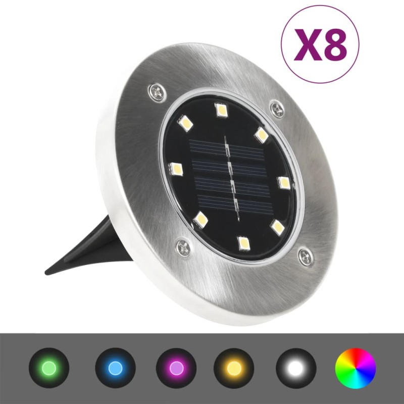 vidaXL Solar-Bodenleuchten 8 Stk. LED RGB-Lichtfarbe vidaXL Solar-Bodenleuchten 8 Stk. LED RGB-Lichtfarbe