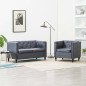 vidaXL Chesterfield Sofa-Set 2-tlg. Stoffpolsterung Grau vidaXL Chesterfield Sofa-Set 2-tlg. Stoffpolsterung Grau