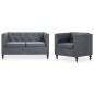 vidaXL Chesterfield Sofa-Set 2-tlg. Stoffpolsterung Grau vidaXL Chesterfield Sofa-Set 2-tlg. Stoffpolsterung Grau