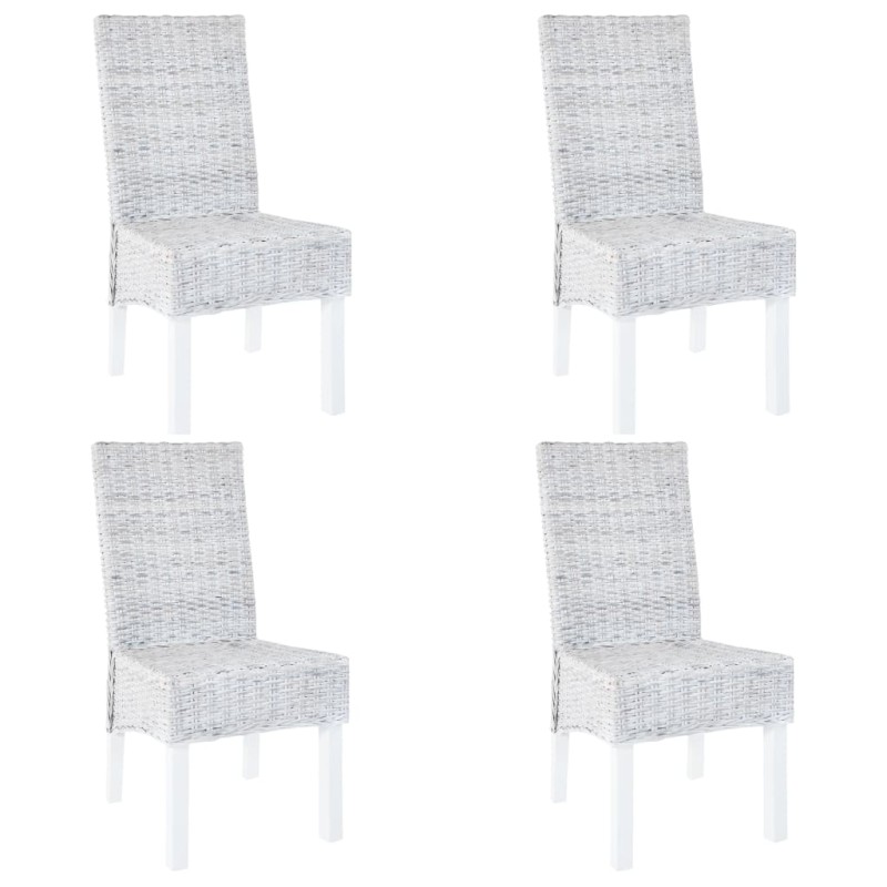 vidaXL Esszimmerstühle 4 Stk. Hellbraun Kubu Rattan und Mangoholz vidaXL Esszimmerstühle 4 Stk. Hellbraun Kubu Rattan und Mangoholz