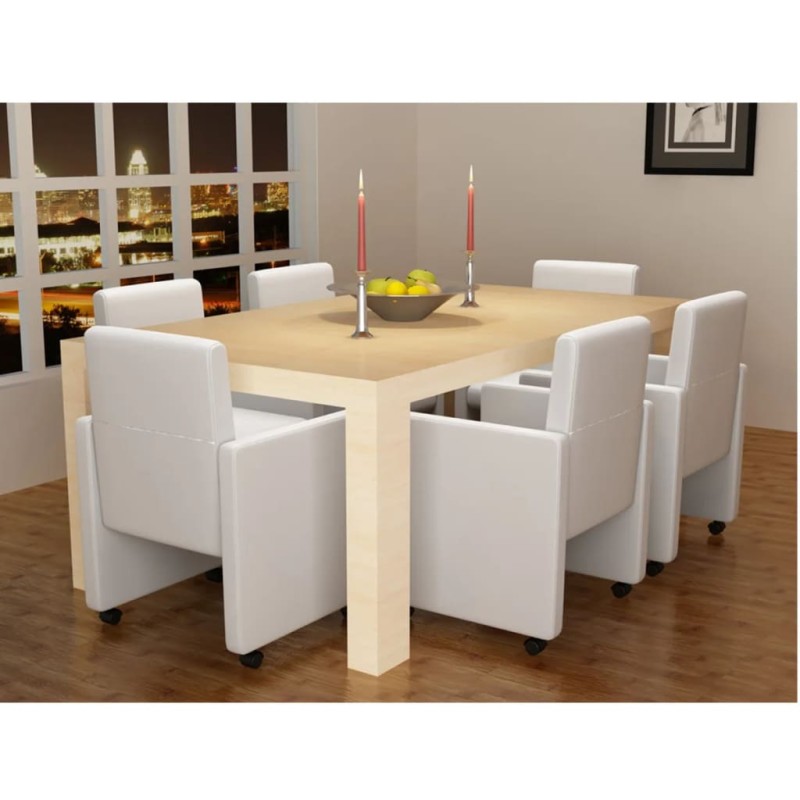 vidaXL Esszimmerstühle 6 Stk. Weiß Kunstleder vidaXL Esszimmerstühle 6 Stk. Weiß Kunstleder