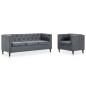 vidaXL Chesterfield Sofa-Set 2-tlg. Stoffpolsterung Grau vidaXL Chesterfield Sofa-Set 2-tlg. Stoffpolsterung Grau