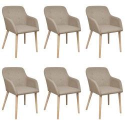 vidaXL Esszimmerstühle 6 Stk. Beige Stoff und Massivholz Eiche 