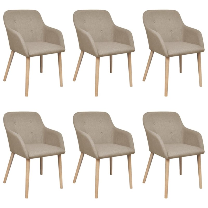 vidaXL Esszimmerstühle 6 Stk. Beige Stoff und Massivholz Eiche vidaXL Esszimmerstühle 6 Stk. Beige Stoff und Massivholz Eiche