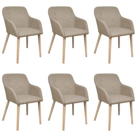 vidaXL Esszimmerstühle 6 Stk. Beige Stoff und Massivholz Eiche 