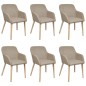 vidaXL Esszimmerstühle 6 Stk. Beige Stoff und Massivholz Eiche vidaXL Esszimmerstühle 6 Stk. Beige Stoff und Massivholz Eiche
