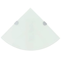 vidaXL Eckregal mit verchromten Halterungen Glas Weiß 35 x 35 cm