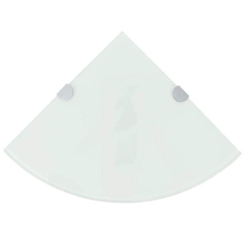 vidaXL Eckregal mit verchromten Halterungen Glas Weiß 35 x 35 cm vidaXL Eckregal mit verchromten Halterungen Glas Weiß 35 x 35 cm