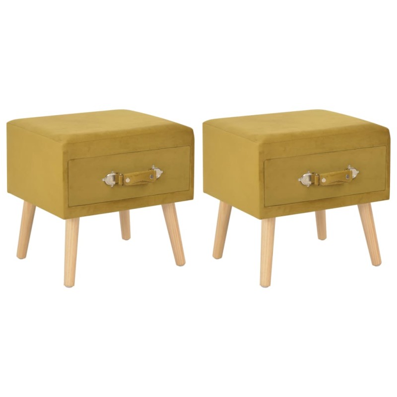 vidaXL Nachttische 2 Stk. Senfgelb 40 x 35 x 40 cm Samt vidaXL Nachttische 2 Stk. Senfgelb 40 x 35 x 40 cm Samt