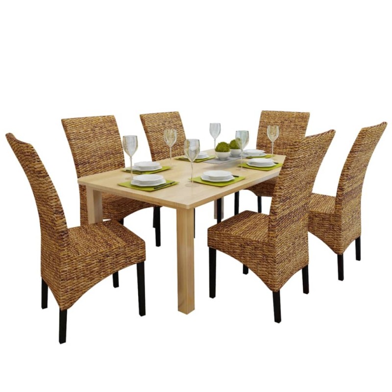 vidaXL Esszimmerstühle 6 Stk. Abaca und Mango Massivholz vidaXL Esszimmerstühle 6 Stk. Abaca und Mango Massivholz