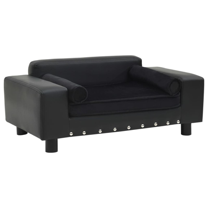 vidaXL Hundesofa Schwarz 81x43x31 cm Plüsch und Kunstleder vidaXL Hundesofa Schwarz 81x43x31 cm Plüsch und Kunstleder