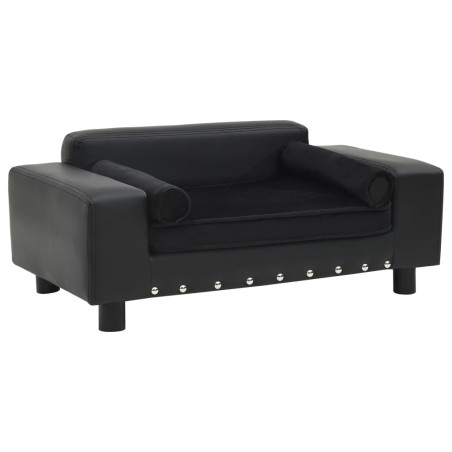 vidaXL Hundesofa Schwarz 81x43x31 cm Plüsch und Kunstleder   
