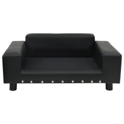 vidaXL Hundesofa Schwarz 81x43x31 cm Plüsch und Kunstleder   