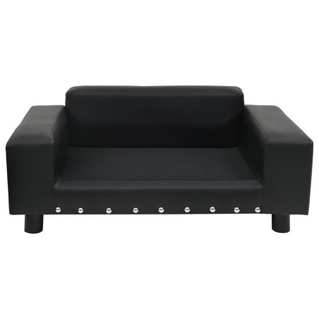vidaXL Hundesofa Schwarz 81x43x31 cm Plüsch und Kunstleder   