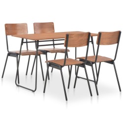 vidaXL 5-tlg. Essgruppe Braun Massivsperrholz Stahl