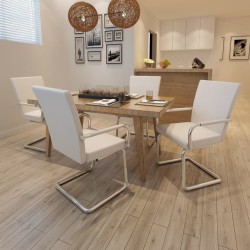 vidaXL Freischwinger 4 Stk. Weiß Kunstleder 