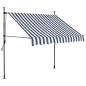 vidaXL Einziehbare Markise Handbetrieben mit LED 150 cm Blau und Weiß vidaXL Einziehbare Markise Handbetrieben mit LED 150 cm Blau und Weiß