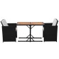 vidaXL 3-tlg. Bistro-Set mit Kissen Poly Rattan Schwarz vidaXL 3-tlg. Bistro-Set mit Kissen Poly Rattan Schwarz