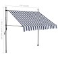 vidaXL Einziehbare Markise Handbetrieben mit LED 150 cm Blau und Weiß vidaXL Einziehbare Markise Handbetrieben mit LED 150 cm Blau und Weiß