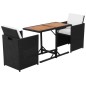 vidaXL 3-tlg. Bistro-Set mit Kissen Poly Rattan Schwarz vidaXL 3-tlg. Bistro-Set mit Kissen Poly Rattan Schwarz