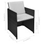 vidaXL 3-tlg. Bistro-Set mit Kissen Poly Rattan Schwarz vidaXL 3-tlg. Bistro-Set mit Kissen Poly Rattan Schwarz