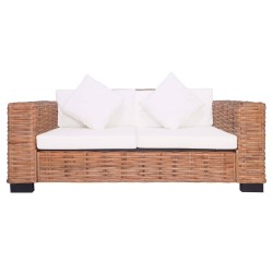 vidaXL 2-Sitzer Gartensofa Natürliches Rattan