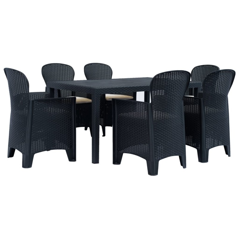 vidaXL 7-tlg. Garten-Essgruppe Kunststoff Anthrazit Rattan-Optik vidaXL 7-tlg. Garten-Essgruppe Kunststoff Anthrazit Rattan-Optik