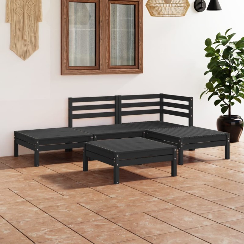 vidaXL 5-tlg. Garten-Lounge-Set Massivholz Kiefer Schwarz vidaXL 5-tlg. Garten-Lounge-Set Massivholz Kiefer Schwarz