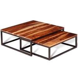 vidaXL Zweiteiliges Satztisch-Set Couchtisch Massivholz