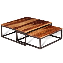 vidaXL Zweiteiliges Satztisch-Set Couchtisch Massivholz