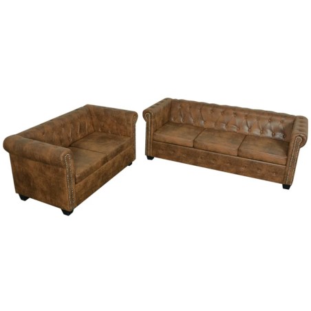vidaXL Chesterfield-Sofas 2-Sitzer und 3-Sitzer Braun 