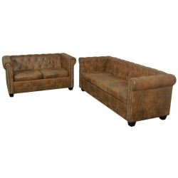 vidaXL Chesterfield-Sofas 2-Sitzer und 3-Sitzer Braun 