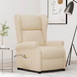 vidaXL Massagesessel mit Aufstehhilfe Creme Stoff