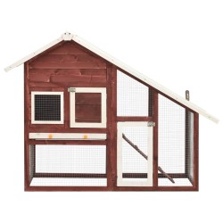 vidaXL Kaninchenstall Mokka und Weiß 140x63x120 cm Tanne Massivholz