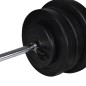 vidaXL Hantelbank mit Ablage, Langhantel und Kurzhantel-Set 60,5 kg
