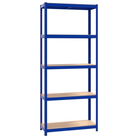 vidaXL Lagerregal mit 5 Böden Blau Stahl & Holzwerkstoff