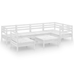 vidaXL 7-tlg. Garten-Lounge-Set Massivholz Kiefer Weiß