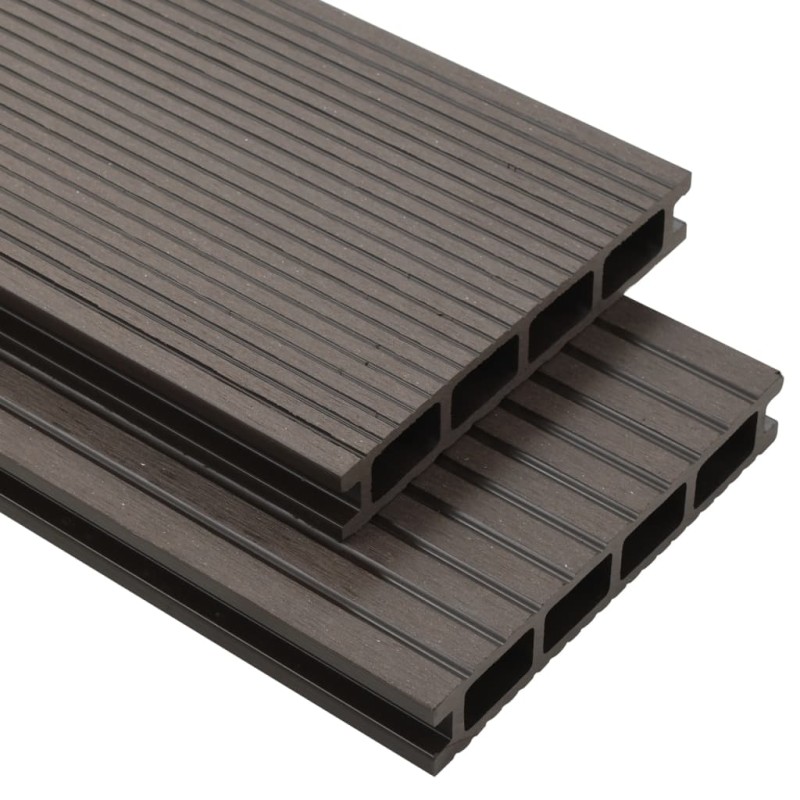 vidaXL WPC Hohlkammer Terrassendielen + Zubehör 20m² 2,2m Dunkelbraun vidaXL WPC Hohlkammer Terrassendielen + Zubehör 20m² 2,2m Dunkelbraun