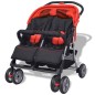 Zwillingskinderwagen Stahl Rot und Schwarz Zwillingskinderwagen Stahl Rot und Schwarz