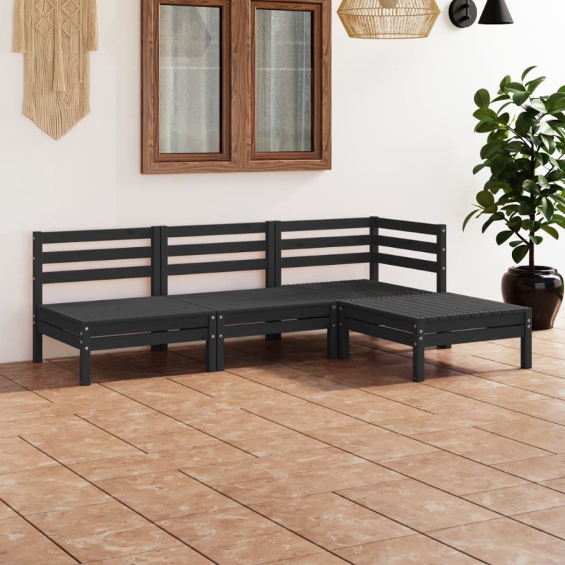 vidaXL 4-tlg. Garten-Lounge-Set Massivholz Kiefer Schwarz vidaXL 4-tlg. Garten-Lounge-Set Massivholz Kiefer Schwarz