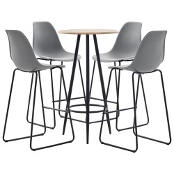 vidaXL 5-tlg. Bar-Set Kunststoff Grau