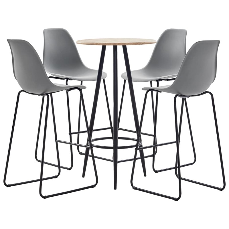 vidaXL 5-tlg. Bar-Set Kunststoff Grau vidaXL 5-tlg. Bar-Set Kunststoff Grau