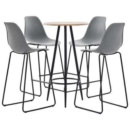 vidaXL 5-tlg. Bar-Set Kunststoff Grau