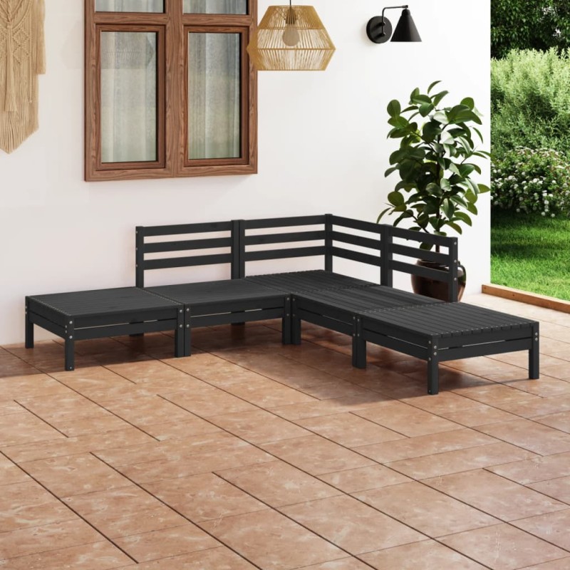 vidaXL 5-tlg. Garten-Lounge-Set Massivholz Kiefer Schwarz vidaXL 5-tlg. Garten-Lounge-Set Massivholz Kiefer Schwarz