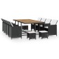 13-tlg. Garten-Essgruppe Poly Rattan Akazienholz Schwarz 13-tlg. Garten-Essgruppe Poly Rattan Akazienholz Schwarz