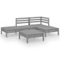 vidaXL 5-tlg. Garten-Lounge-Set Massivholz Kiefer Grau vidaXL 5-tlg. Garten-Lounge-Set Massivholz Kiefer Grau