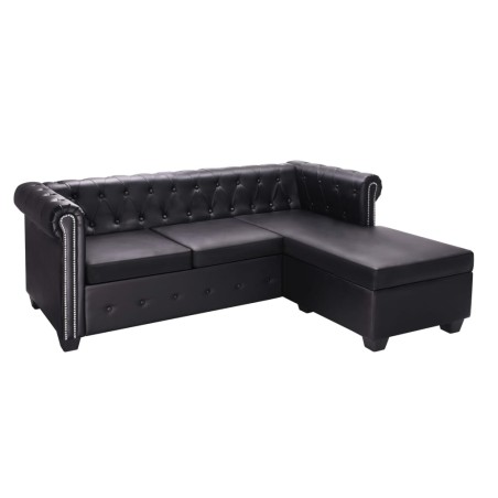 vidaXL Chesterfield Sofa in L-Form Kunstleder Schwarz